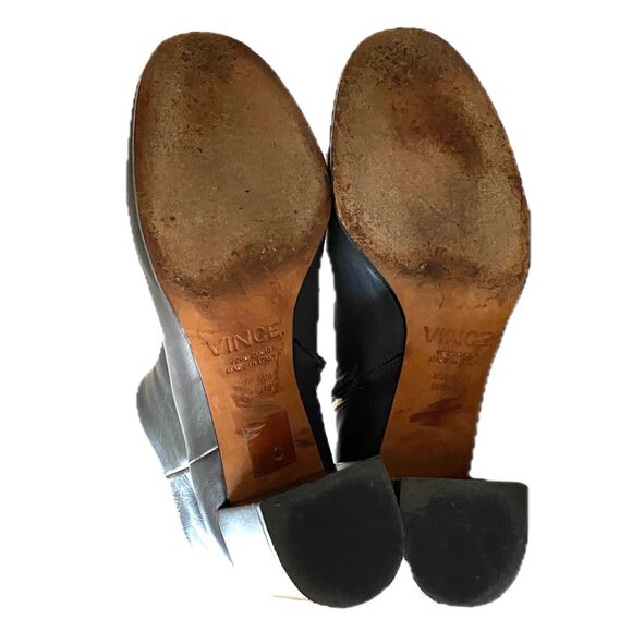 Vince Blakely Gray Leather Block Heel Booties Round Toe Zipper Womens Sz 7.5 EUC - Picture 2 of 6